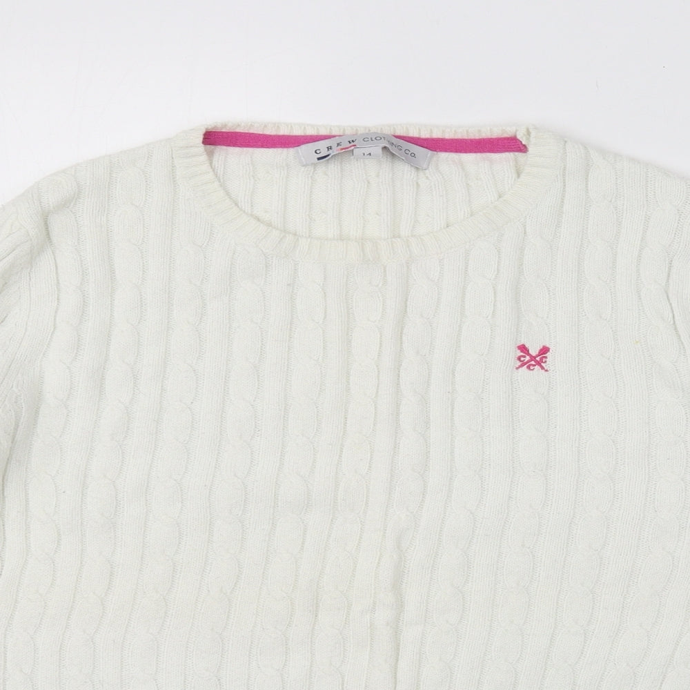 Crew Clothing Womens Ivory V-Neck  Cotton Pullover Jumper Size 14