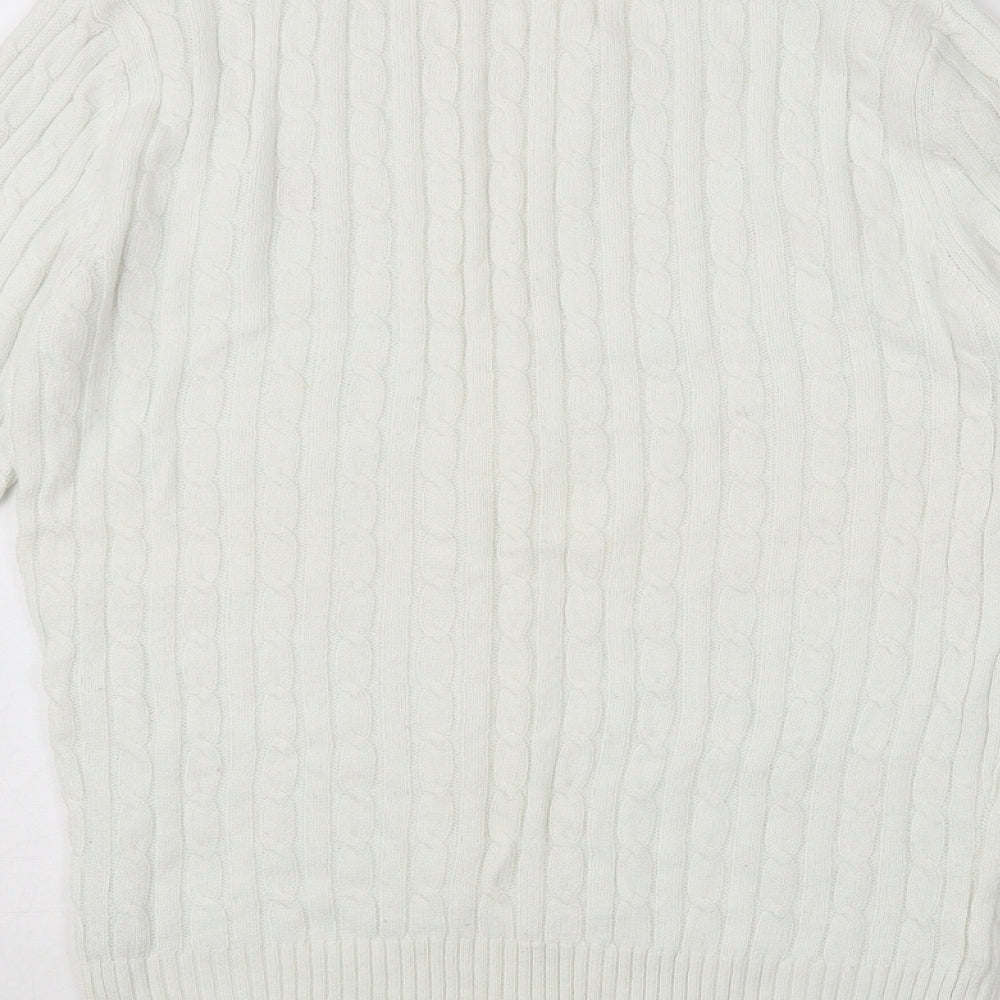 Crew Clothing Womens Ivory V-Neck  Cotton Pullover Jumper Size 14