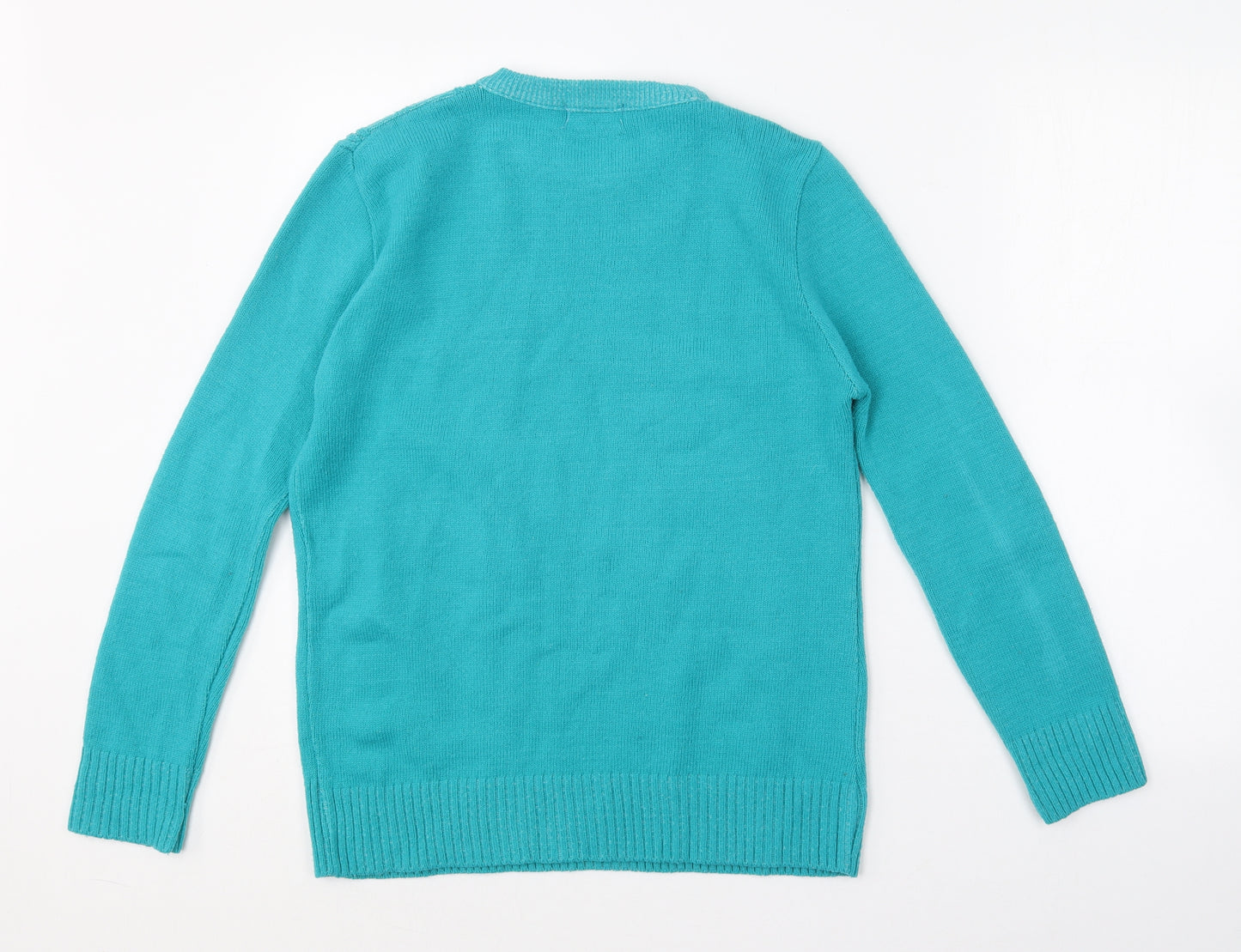 CHIC Womens Blue Round Neck  Acrylic Pullover Jumper Size M