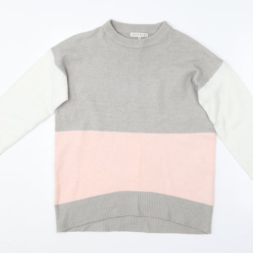 Nutmeg Womens Multicoloured Crew Neck  Acrylic Pullover Jumper Size 10