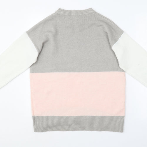 Nutmeg Womens Multicoloured Crew Neck  Acrylic Pullover Jumper Size 10