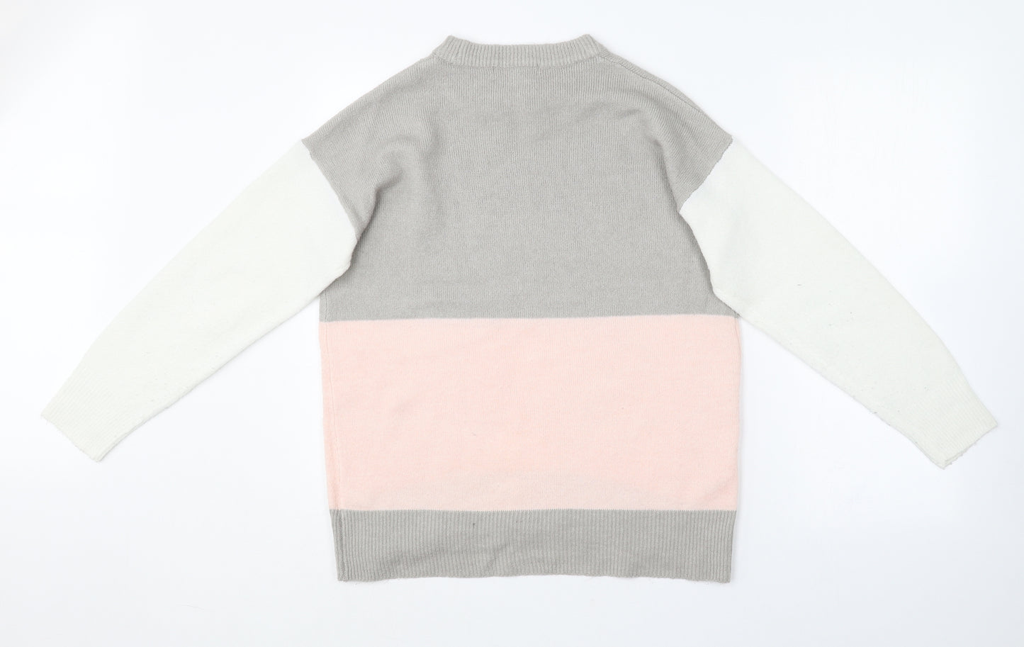 Nutmeg Womens Multicoloured Crew Neck  Acrylic Pullover Jumper Size 10