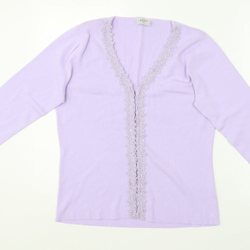 Alibi Womens Purple V-Neck  Viscose Pullover Jumper Size 16