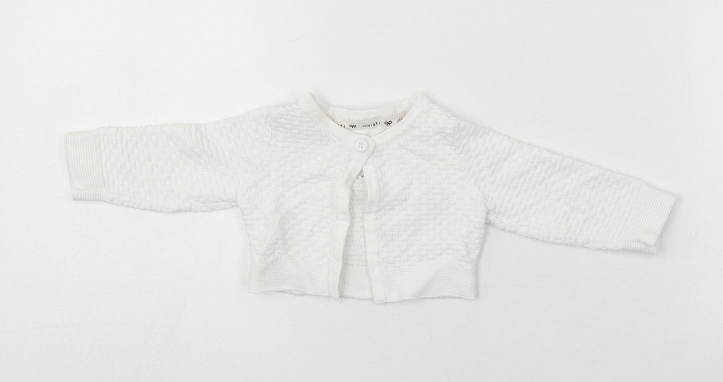Jasper Conran  White  Cotton Cardigan Jumper Size 3-6 Months