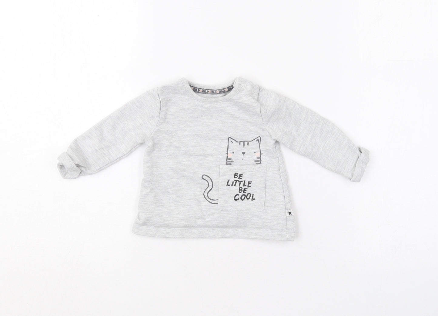 F&F  Grey  Cotton Pullover Polo Size 0-3 Months Round Neck