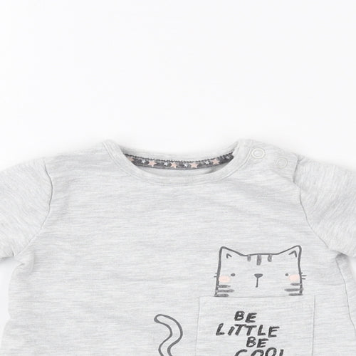 F&F  Grey  Cotton Pullover Polo Size 0-3 Months Round Neck