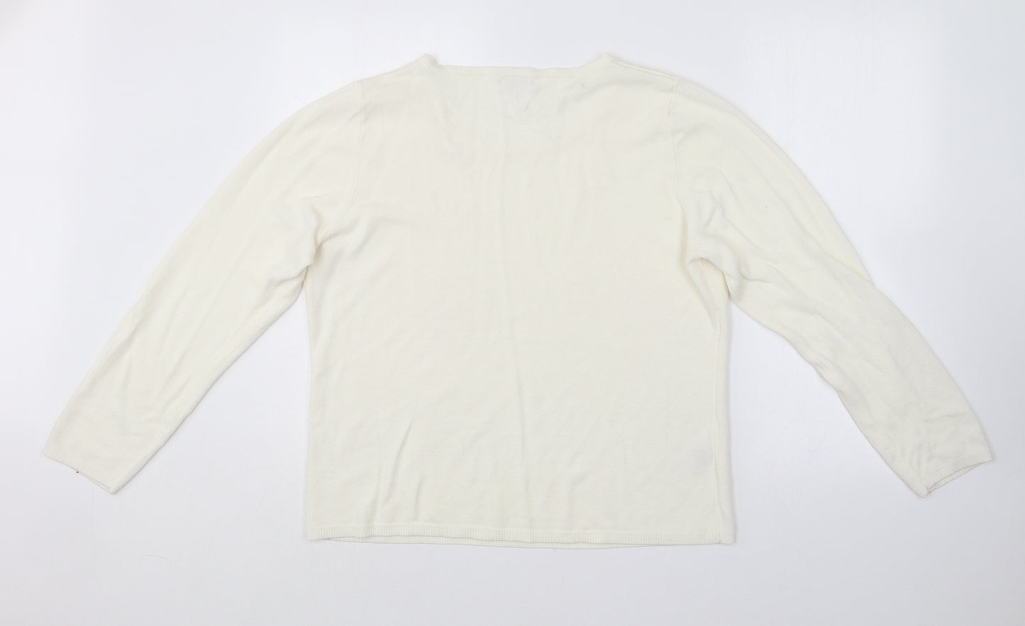 Matalan Womens Ivory Round Neck  Acrylic Pullover Jumper Size 22