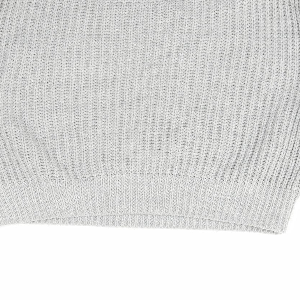 PRETTYLITTLETHING Womens Grey Boat Neck  Acrylic Pullover Jumper Size 4