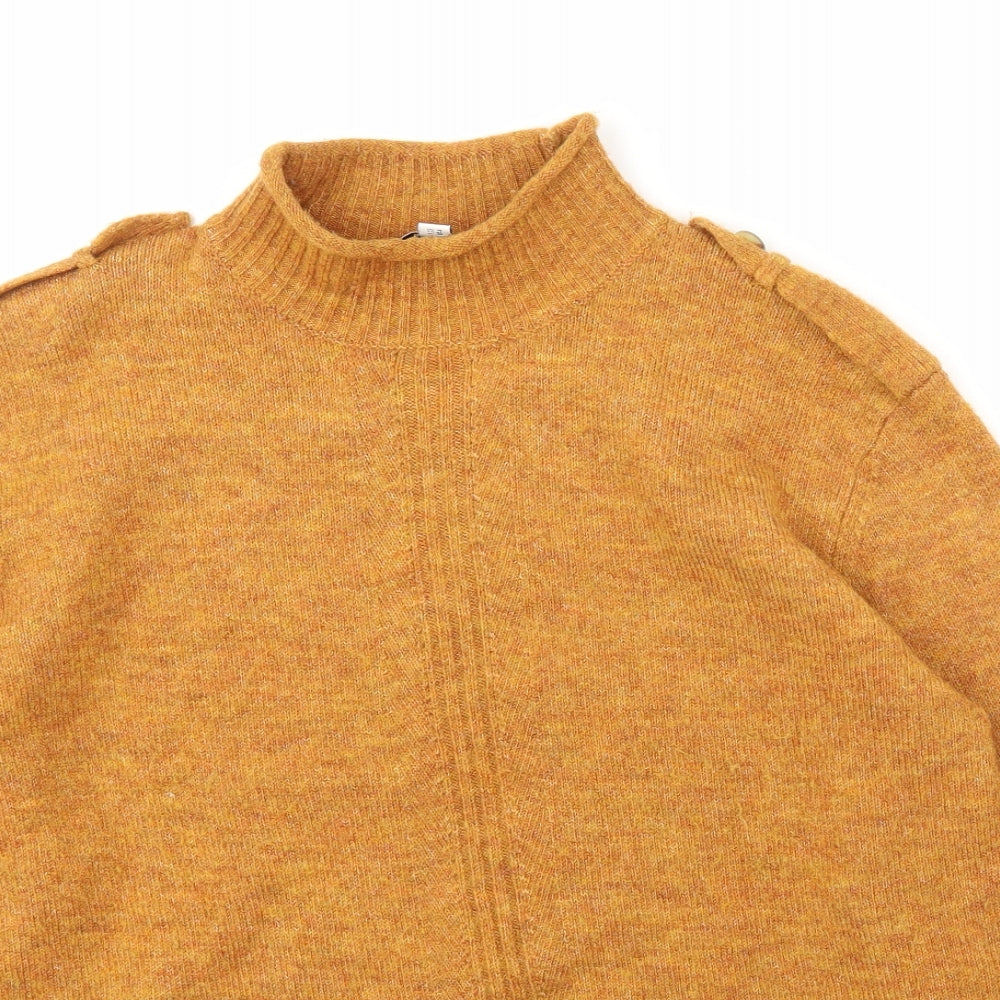 Warehouse Womens Orange High Neck  Acrylic Pullover Jumper Size 14