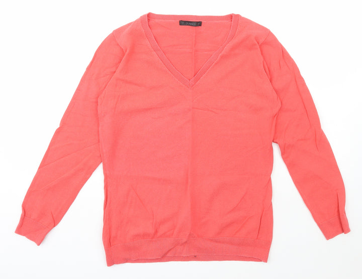 Dunnes Stores Womens Pink V-Neck  Cotton Pullover Jumper Size L