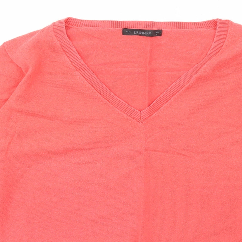 Dunnes Stores Womens Pink V-Neck  Cotton Pullover Jumper Size L