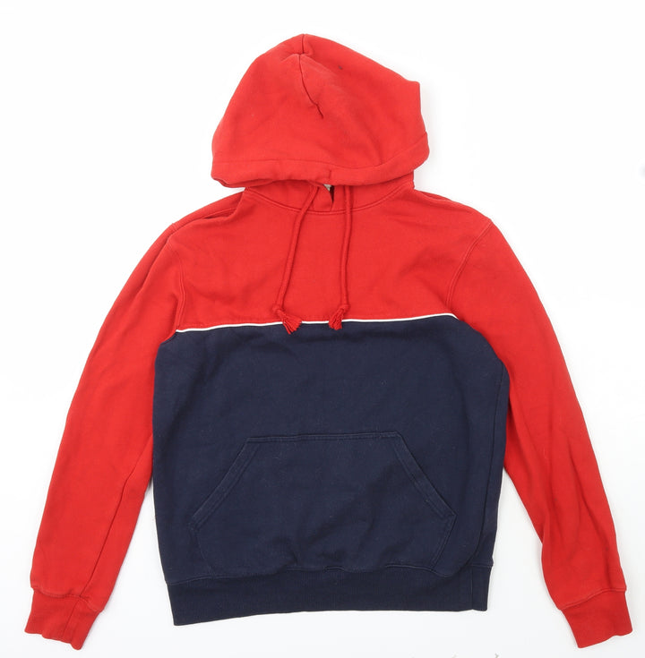 H&M Womens Red Striped Cotton Pullover Hoodie Size S Pullover