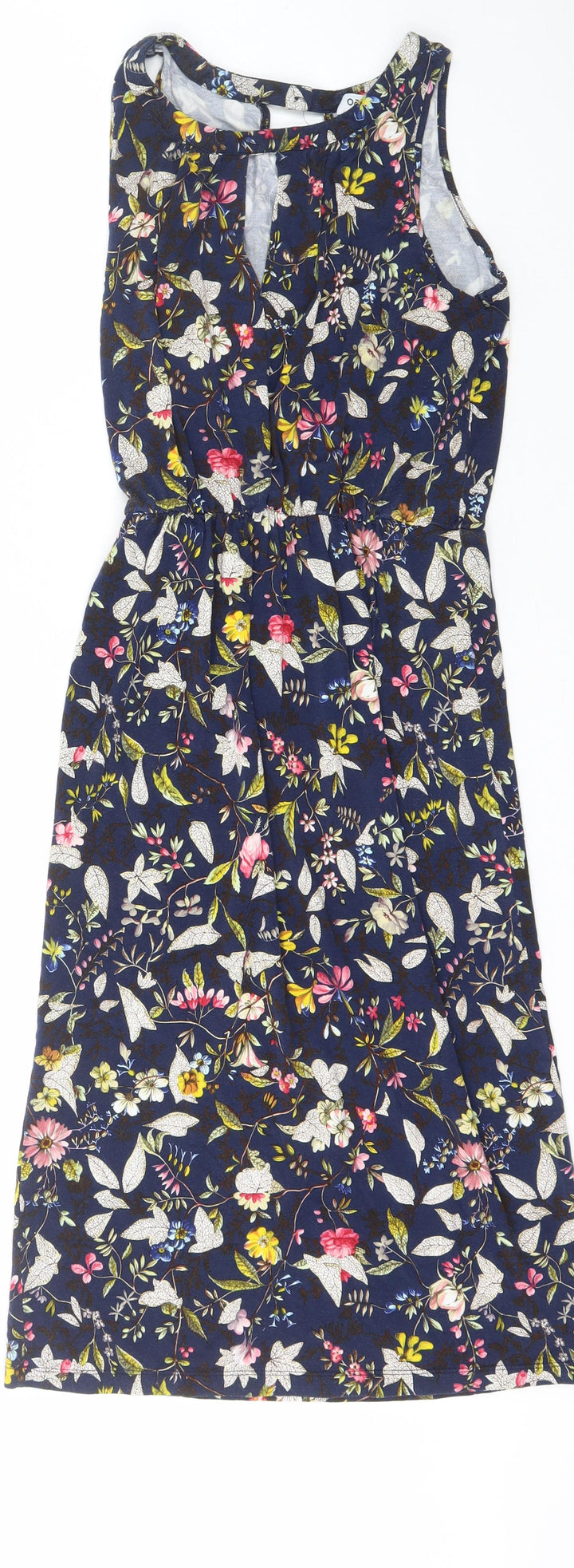 Oasis Womens Blue Floral Viscose A-Line Size XS High Neck Pullover