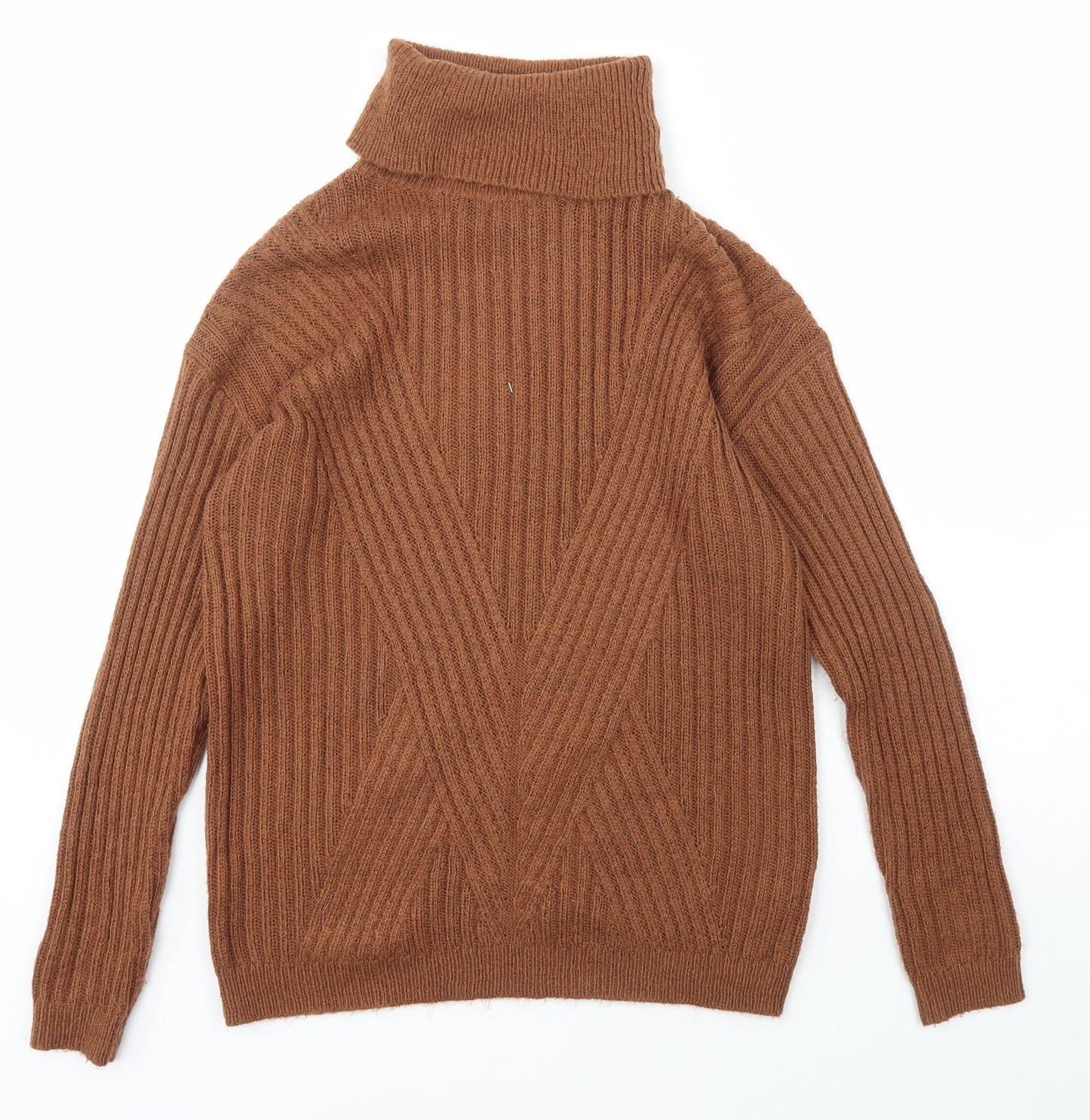 Primark Womens Brown Roll Neck  Acrylic Pullover Jumper Size XS