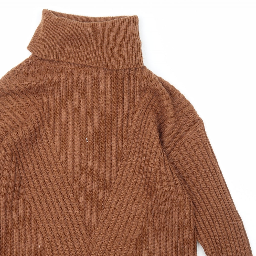 Primark Womens Brown Roll Neck  Acrylic Pullover Jumper Size XS