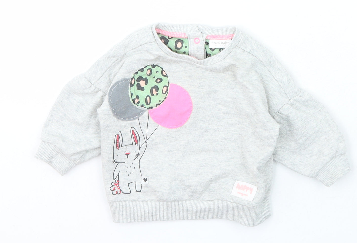 NEXT Girls Grey  Cotton Pullover Jumper Size 3-6 Months  Snap