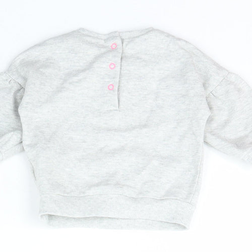 NEXT Girls Grey  Cotton Pullover Jumper Size 3-6 Months  Snap