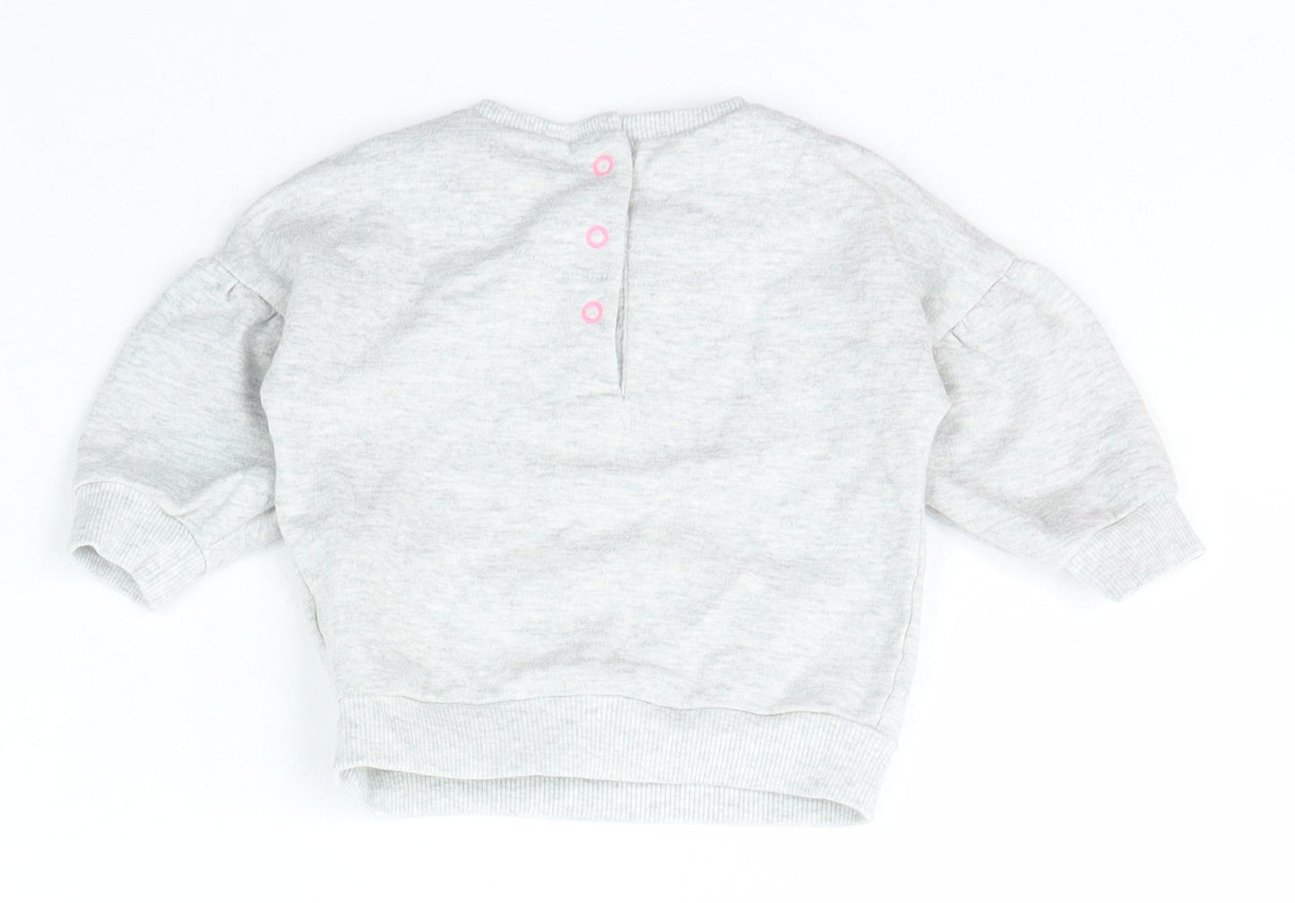 NEXT Girls Grey  Cotton Pullover Jumper Size 3-6 Months  Snap