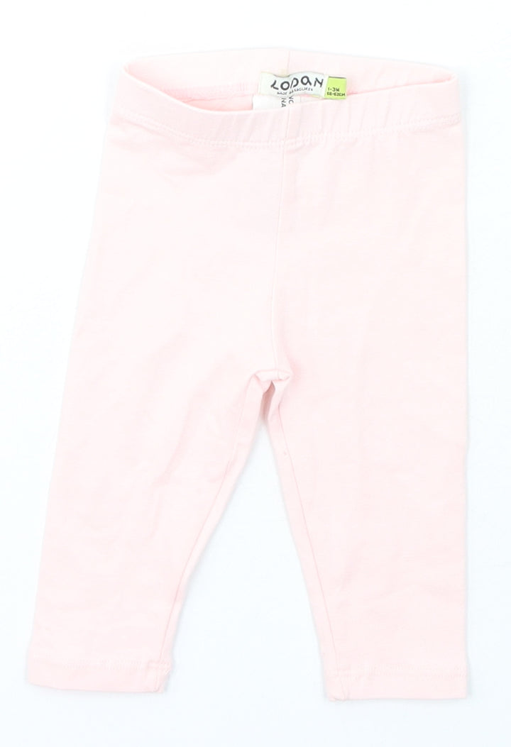Losan Girls Pink Cotton Jogger Leggings Size 12 Months Pullover