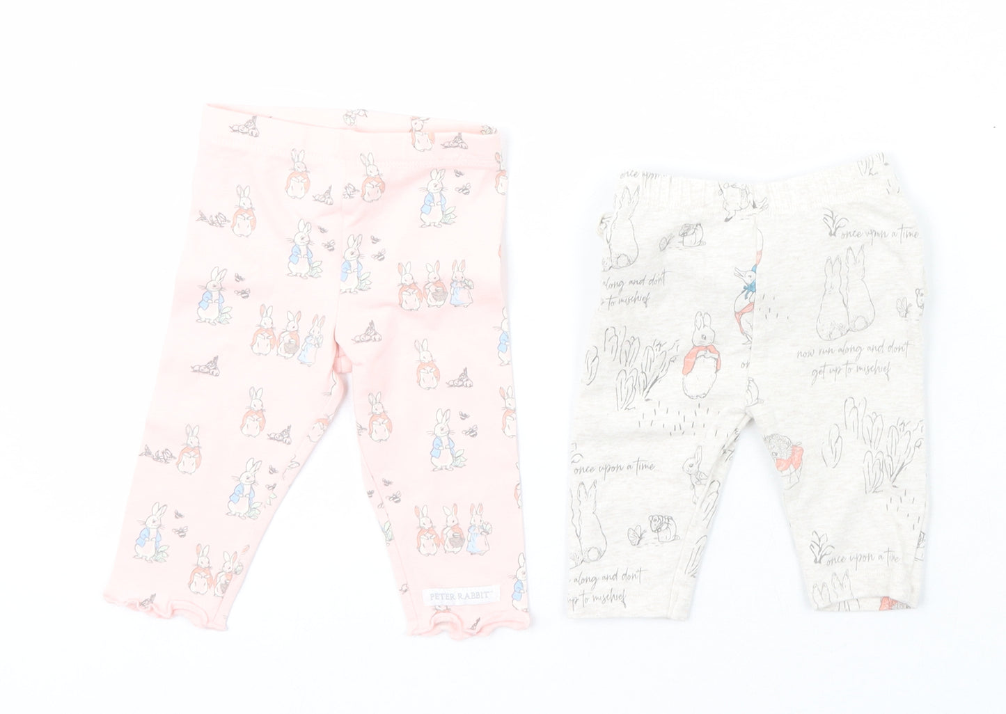 Peter Rabbit Girls Multicoloured Geometric Cotton Jogger Leggings Size 0-3 Months  Pullover