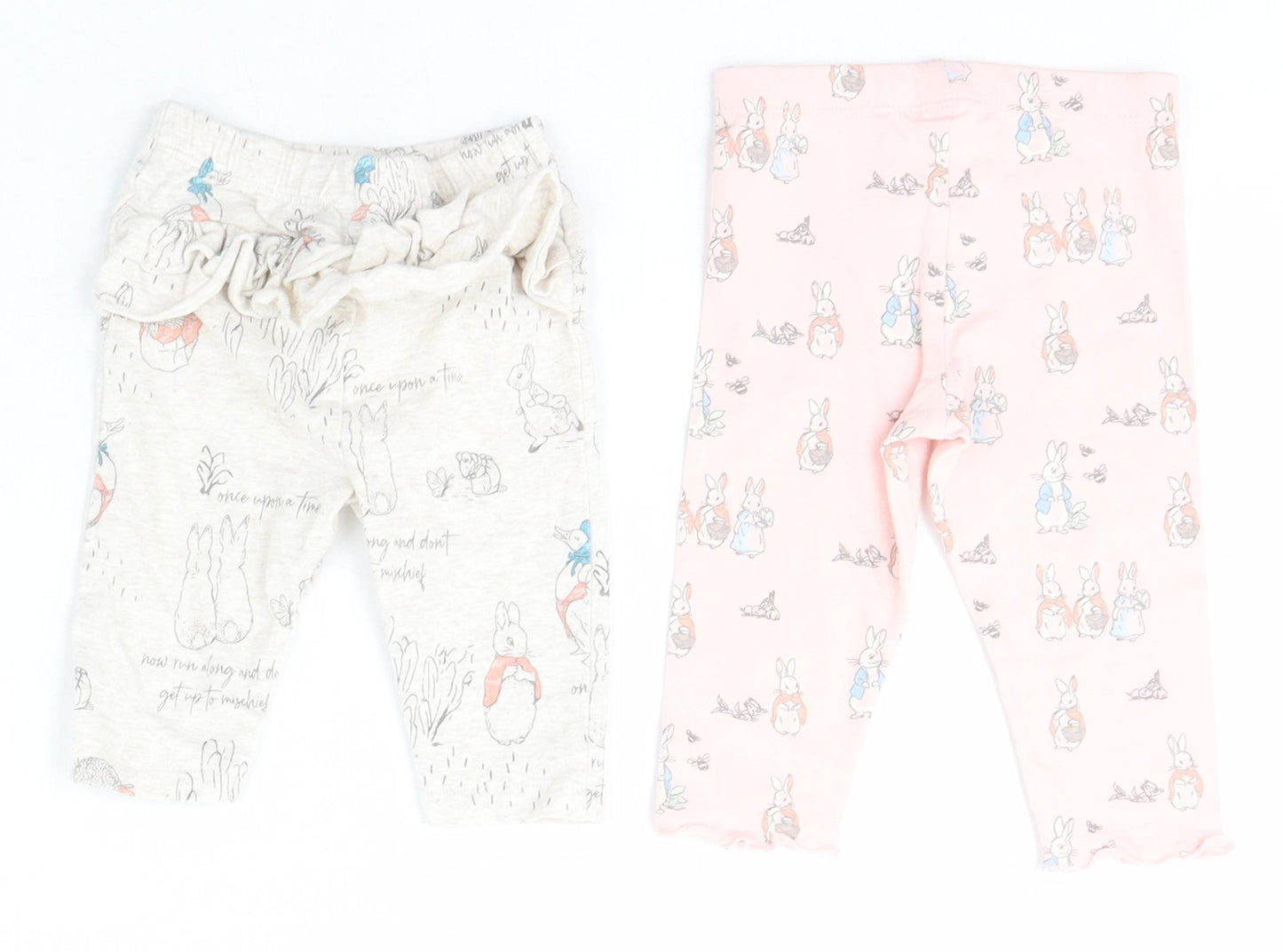 Peter Rabbit Girls Multicoloured Geometric Cotton Jogger Leggings Size 0-3 Months  Pullover