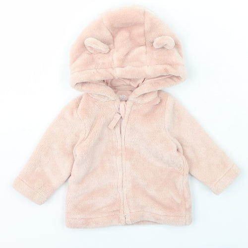 F&F Girls Pink  Polyester Full Zip Jumper Size 3-6 Months  Zip