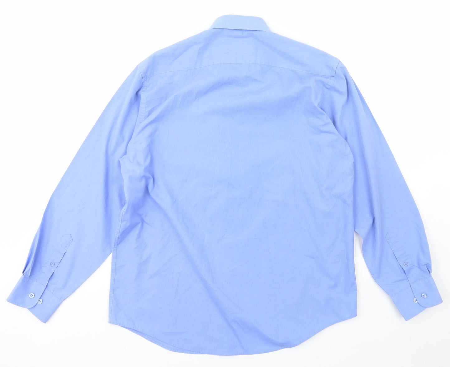 Hutson Harbour Mens Blue  Polyester  Button-Up Size 15.5 Collared Button