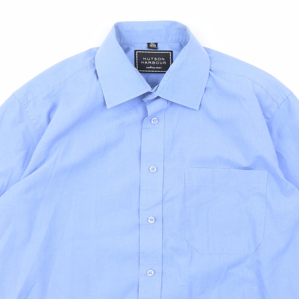Hutson Harbour Mens Blue  Polyester  Button-Up Size 15.5 Collared Button