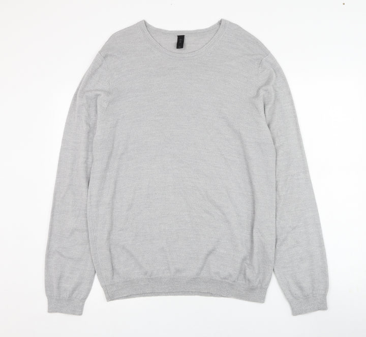 Lipsy Mens Grey Round Neck Acrylic Pullover Jumper Size XL