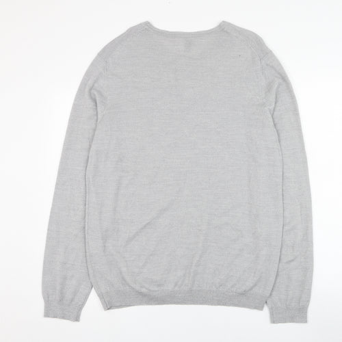 Lipsy Mens Grey Round Neck  Acrylic Pullover Jumper Size XL