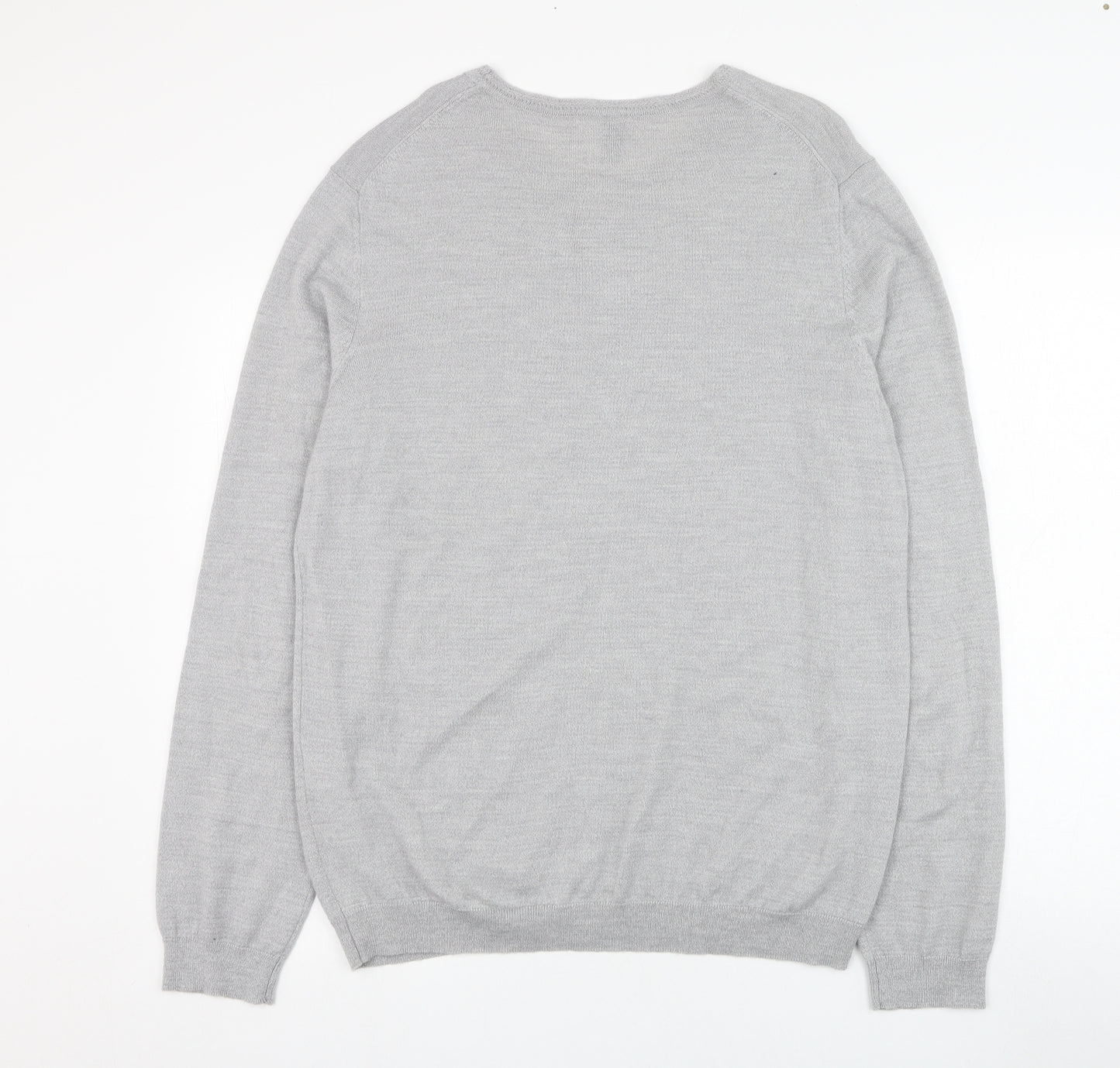 Lipsy Mens Grey Round Neck  Acrylic Pullover Jumper Size XL