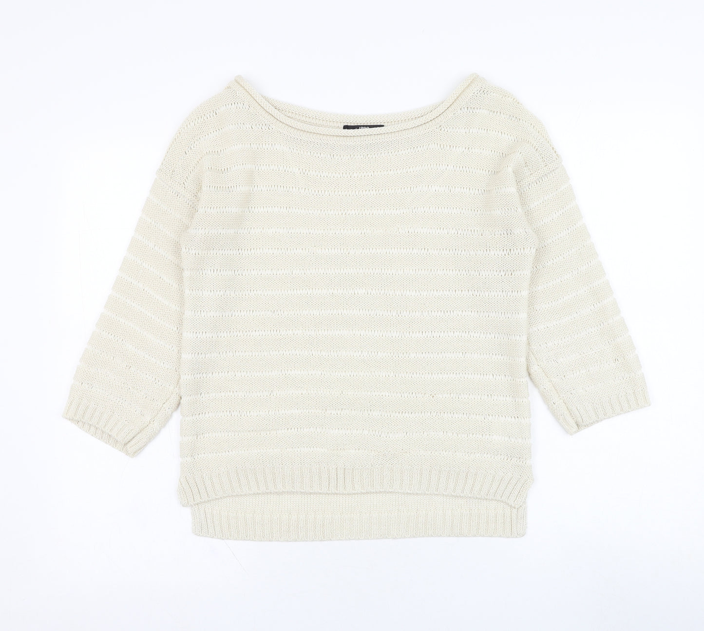 Jane Norman Womens Ivory Round Neck  Acrylic Pullover Jumper Size 10