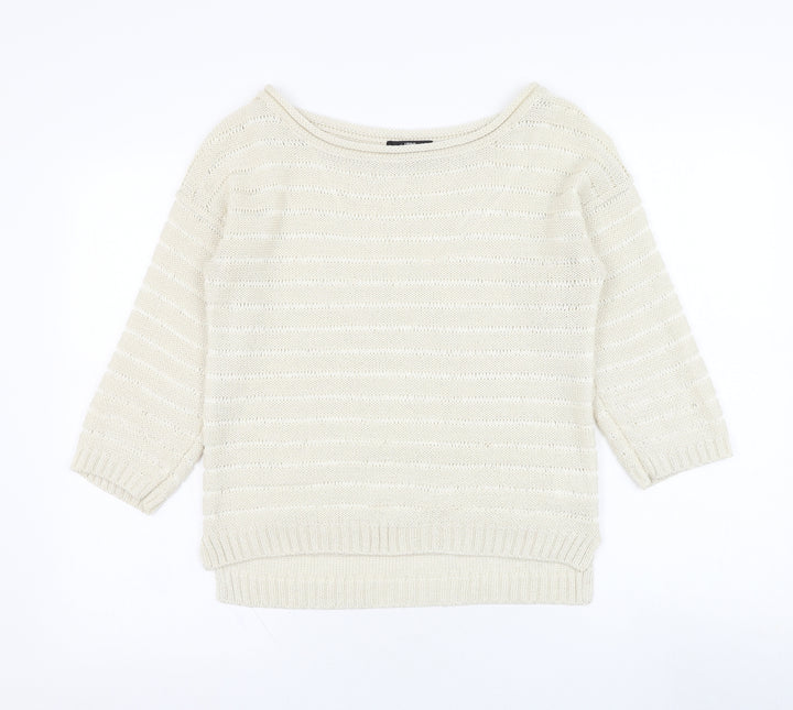 Jane Norman Womens Ivory Round Neck Acrylic Pullover Jumper Size 10