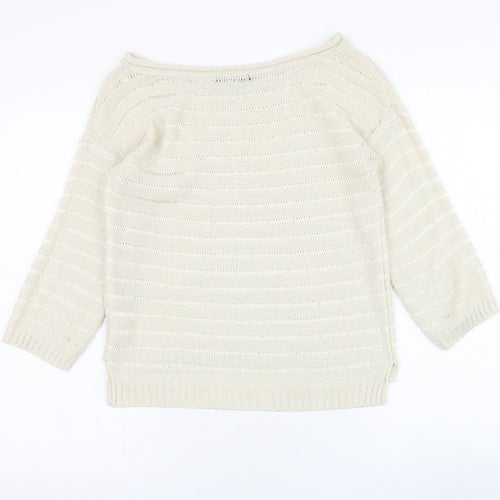 Jane Norman Womens Ivory Round Neck  Acrylic Pullover Jumper Size 10