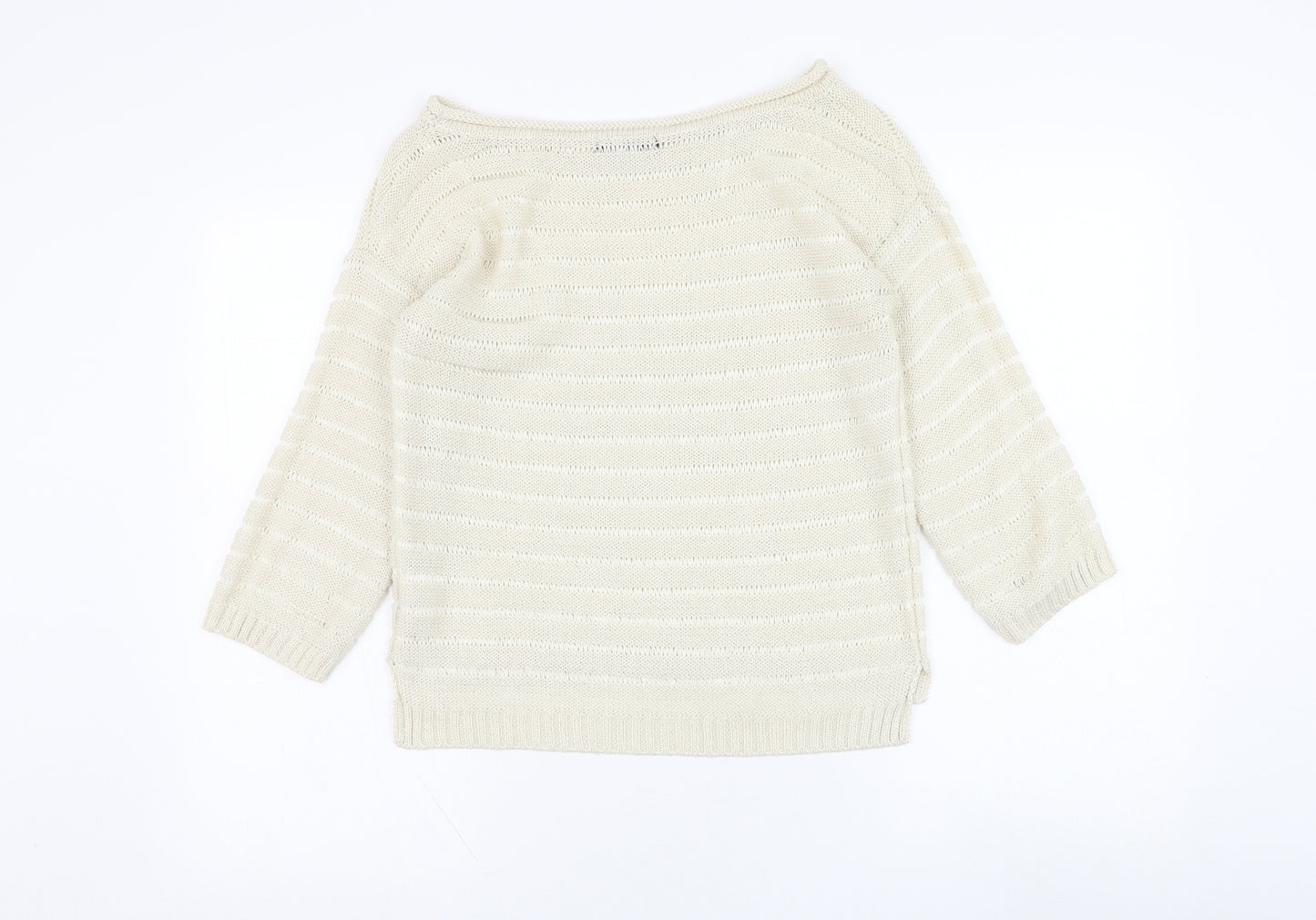 Jane Norman Womens Ivory Round Neck  Acrylic Pullover Jumper Size 10