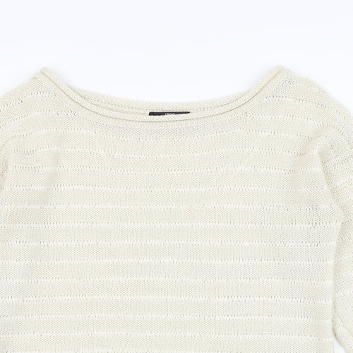 Jane Norman Womens Ivory Round Neck  Acrylic Pullover Jumper Size 10