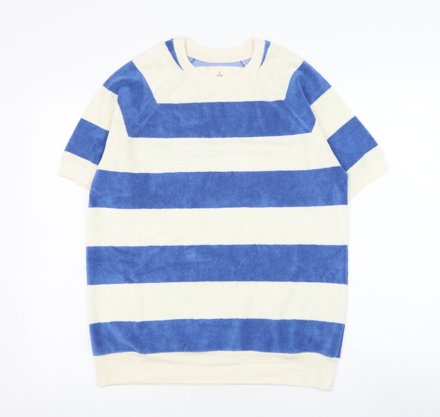 John Lewis Womens Ivory Round Neck Striped Cotton Pullover Jumper Size S   - Beach