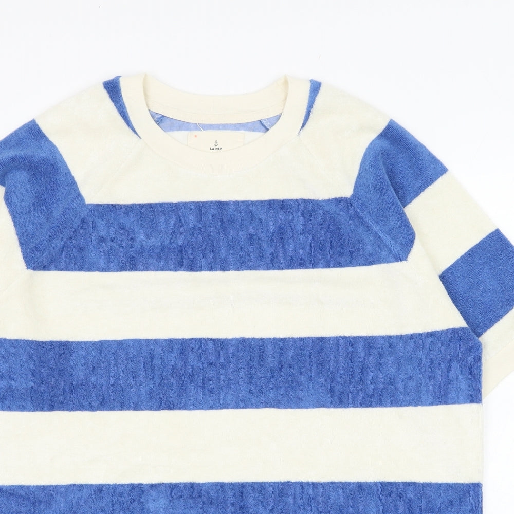 John Lewis Womens Ivory Round Neck Striped Cotton Pullover Jumper Size S   - Beach