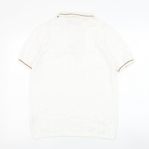 Burton Mens White Collared  Cotton Pullover Jumper Size M