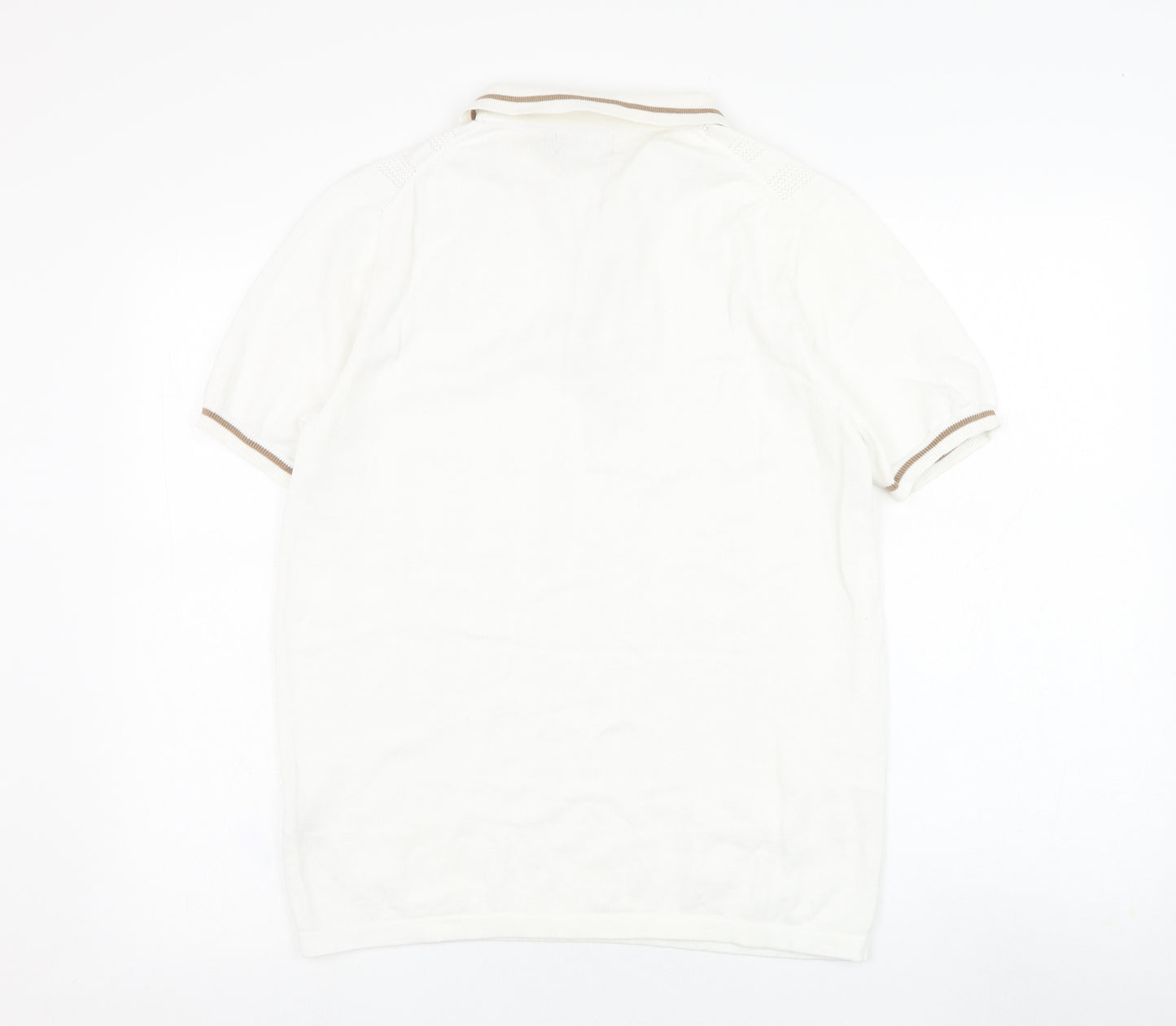 Burton Mens White Collared  Cotton Pullover Jumper Size M