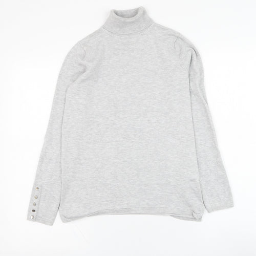M&Co Womens Grey Roll Neck  Viscose Pullover Jumper Size 10