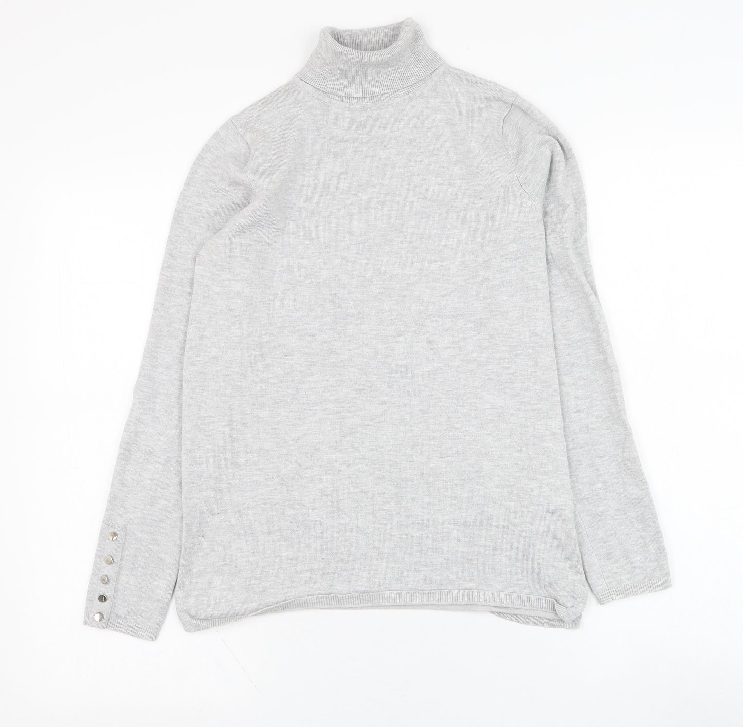 M&Co Womens Grey Roll Neck  Viscose Pullover Jumper Size 10