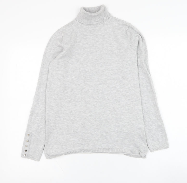 M&Co Womens Grey Roll Neck  Viscose Pullover Jumper Size 10