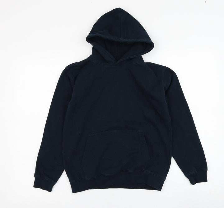 Just Hoods Boys Black Cotton Pullover Hoodie Size 9-10 Years Pullover