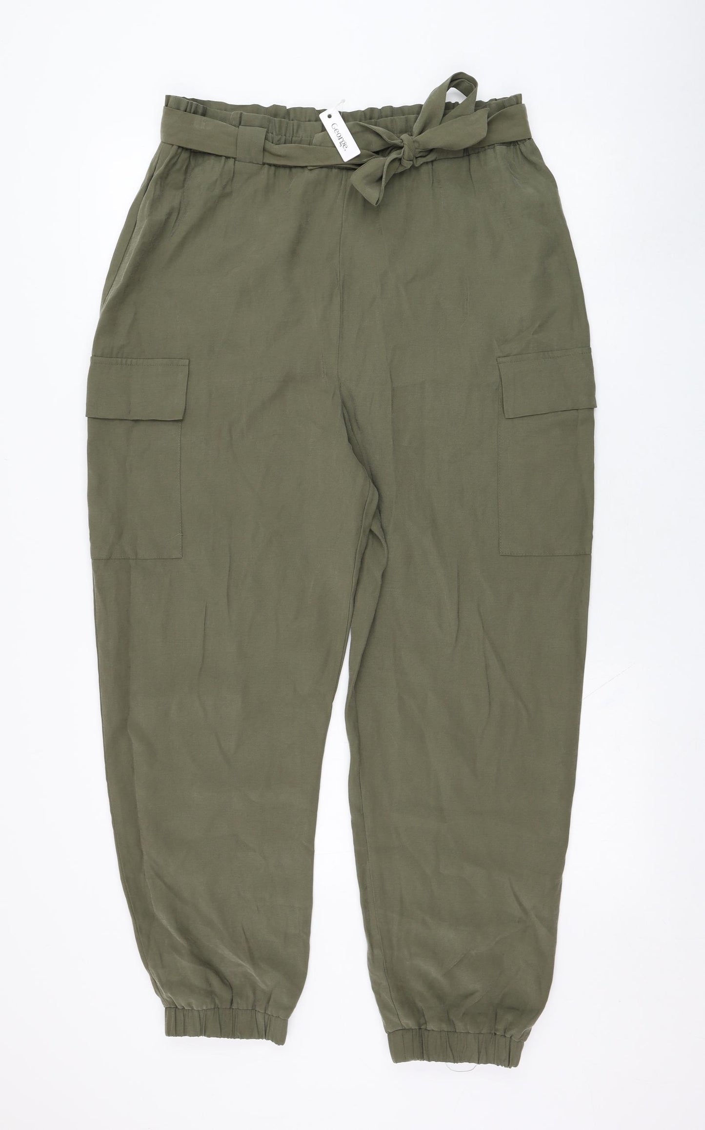 George Womens Green  Viscose Jogger Trousers Size 14 L27 in Regular