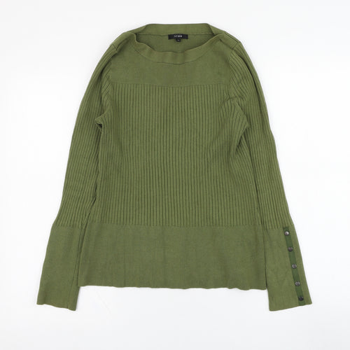 Linea Womens Green Round Neck  Viscose Pullover Jumper Size M