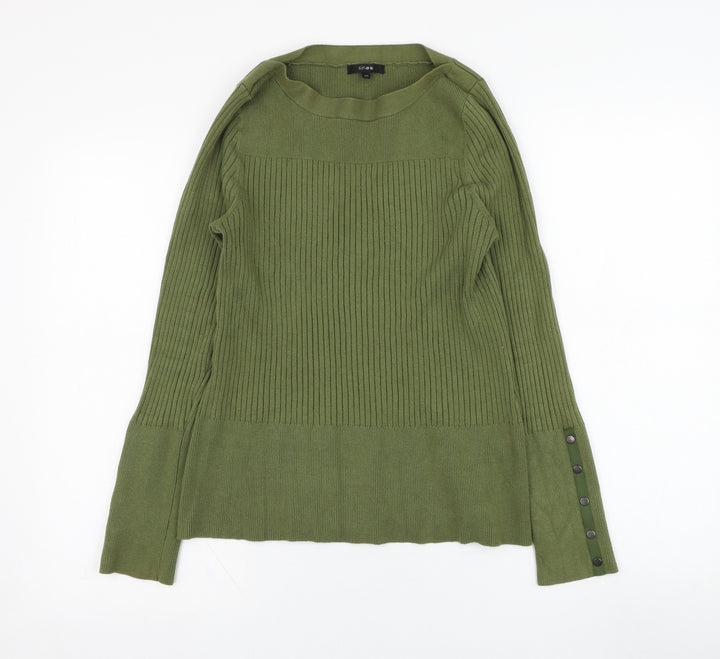 Linea Womens Green Round Neck Viscose Pullover Jumper Size M
