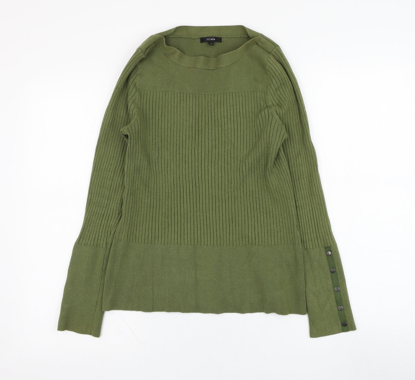 Linea Womens Green Round Neck  Viscose Pullover Jumper Size M
