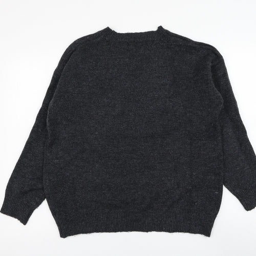F&F Womens Grey Round Neck  Polyester Pullover Jumper Size L   - Christmas
