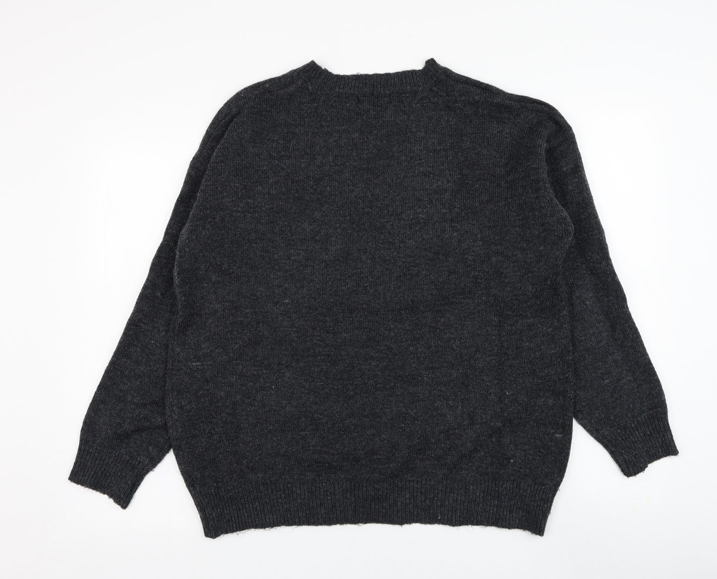 F&F Womens Grey Round Neck  Polyester Pullover Jumper Size L   - Christmas
